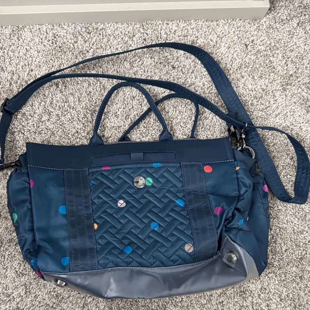 Lug Navy Blue Shoulder Bag with Colorful Dots